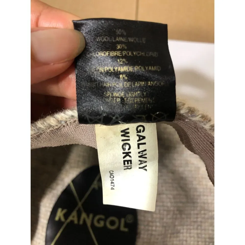 Vtg 90s Kangol Galway Wicker Flat Cap Ivy Driving Hat Wool Angora Eclectic Sz XL